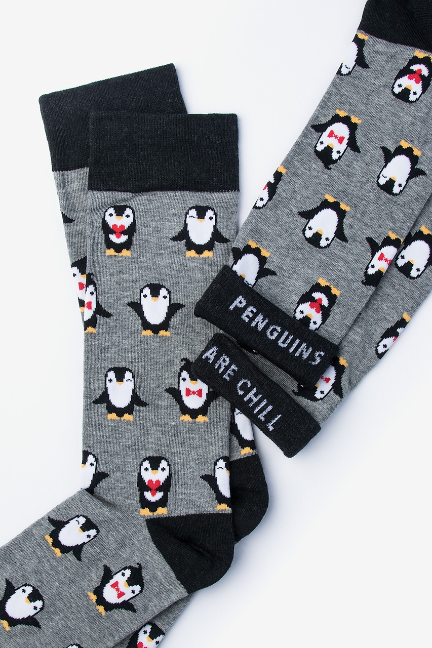 Penguins are Chill Heather Gray Sock Photo (1)