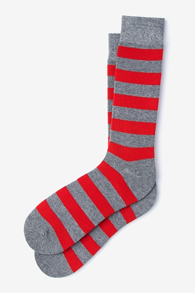 Heather Gray Carded Cotton Rugby Stripe Sock | Ties.com