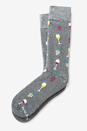 _Wine Snob Heather Gray Medium-Large Sock_