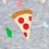 Heather Light Gray Carded Cotton Pizza Party Medium-Large Sock