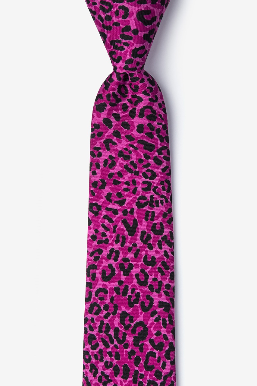Cheetah Animal Print Hot Pink Skinny Tie Photo (0)