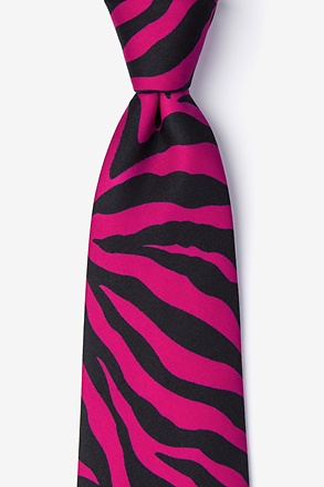 Zebra Animal Print Hot Pink Tie