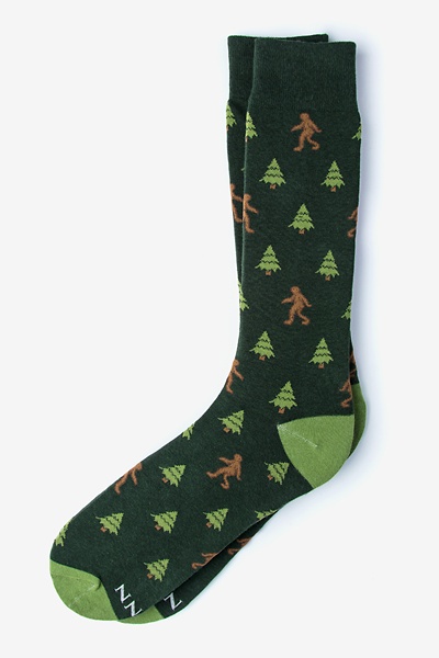 Hunter Green Carded Cotton Gone Sasquatchin' Sock