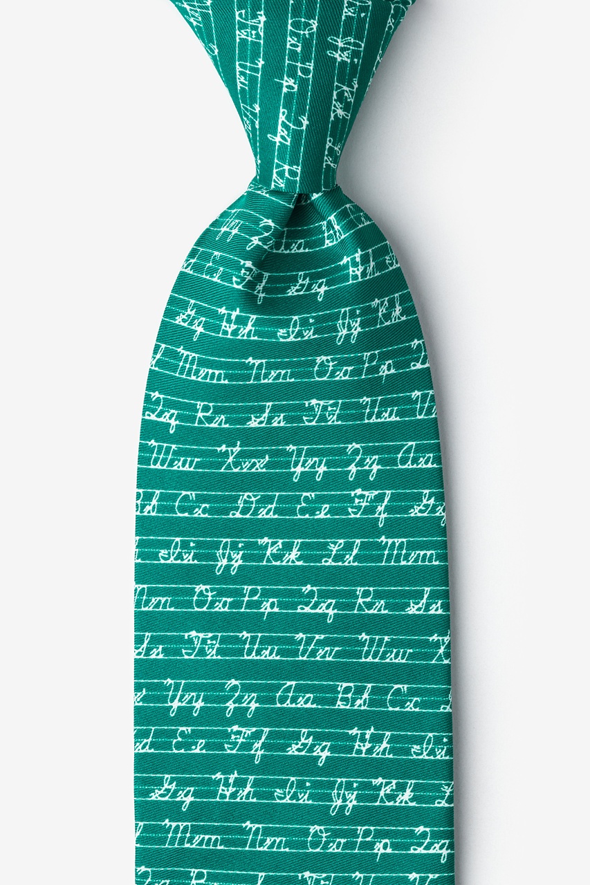 Learning Cursive Hunter Green Extra Long Tie Photo (0)