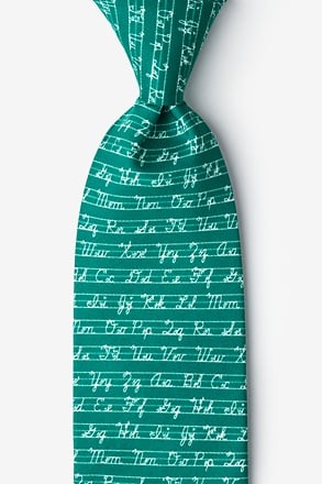 Learning Cursive Hunter Green Extra Long Tie