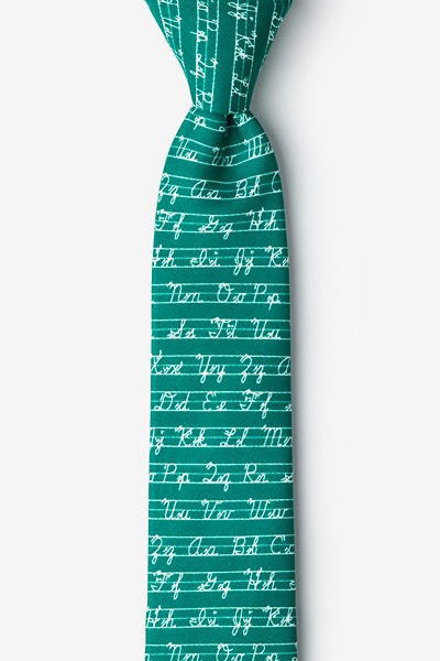 Learning Cursive Skinny Tie | Green Education Necktie | Ties.com