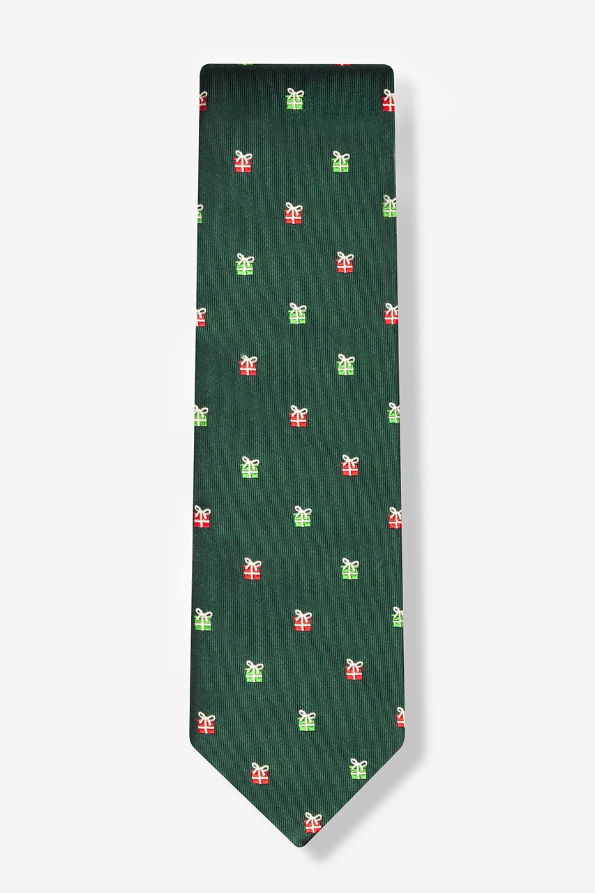 Wrapped Gifts Hunter Green Silk Tie Holiday Ties