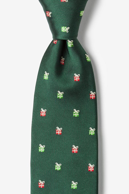 Wrapped Gifts Hunter Green Silk Tie Holiday Ties
