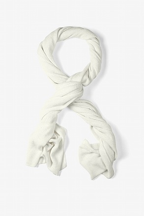 Mens Heathered Solid Ivory Knit Scarf