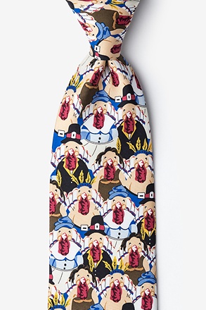 _Pilgrims and Indians Ivory Tie_