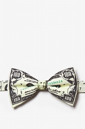 $100 Dollar Bill Ivory Pre-Tied Bow Tie