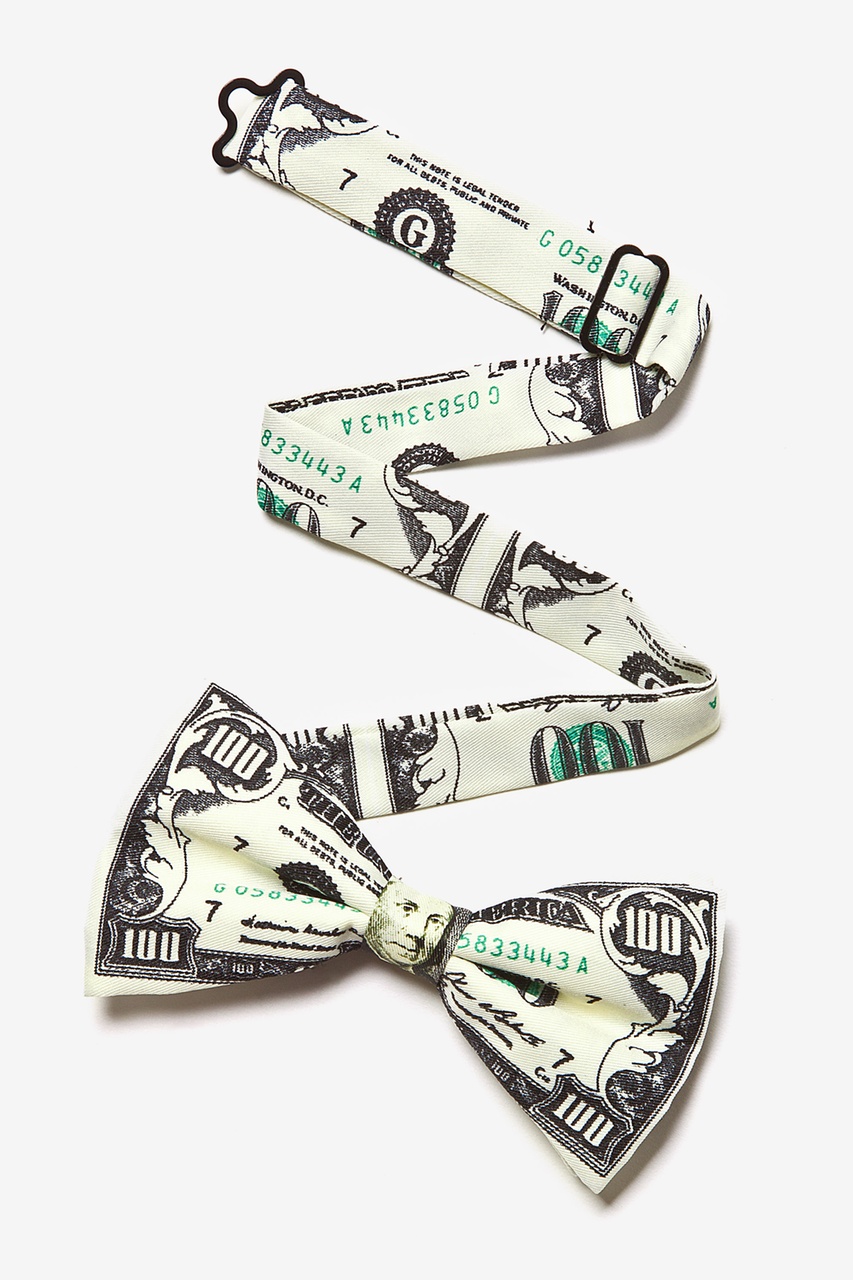 $100 Dollar Bill Ivory Pre-Tied Bow Tie Photo (1)
