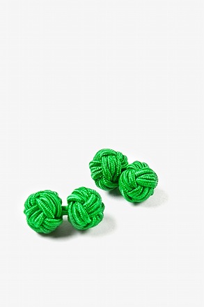 _Kelly Green Solid Knot Cufflinks_