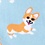 Light Blue Carded Cotton Corgi Gang Small-Medium Sock