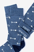 Fish Bone Light Blue Sock Photo (1)
