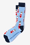 Meowy Christmas Light Blue Sock Photo (0)