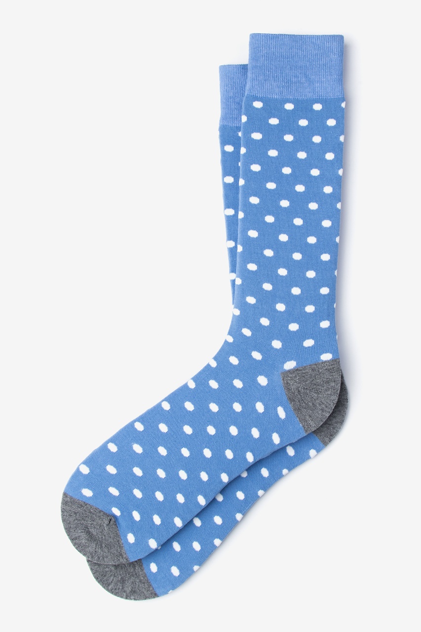 Light Blue Carded Cotton Power Dots Sock | Ties.com