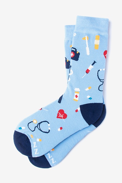 Light Blue Carded Cotton What's Up Doc? Small-Medium Sock