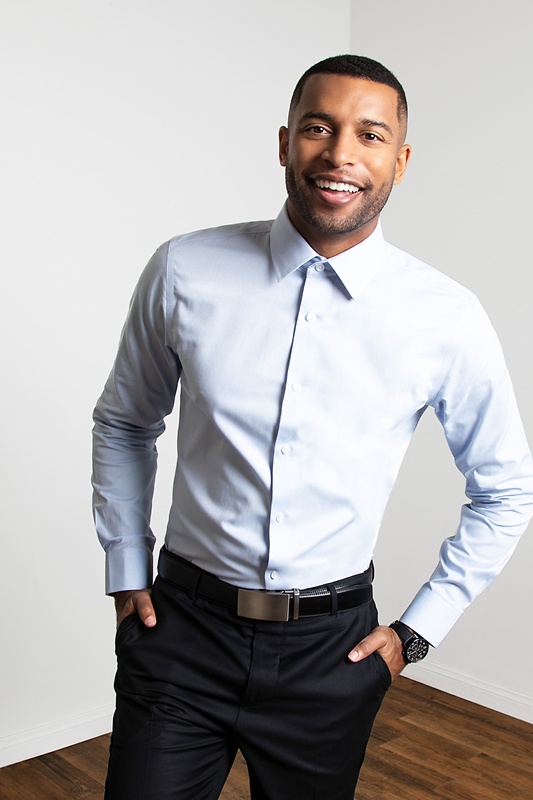 light blue fitted dress