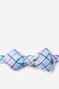 Light Blue Reece Check Diamond Tip Bow Tie Photo (0)