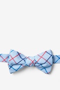 Light Blue Reece Check Self-Tie Bow Tie Photo (0)
