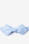 Light Blue Warner Cotton Polka Dots Diamond Tip Bow Tie Photo (0)
