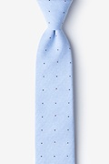 Light Blue Warner Cotton Polka Dots Skinny Tie Photo (0)