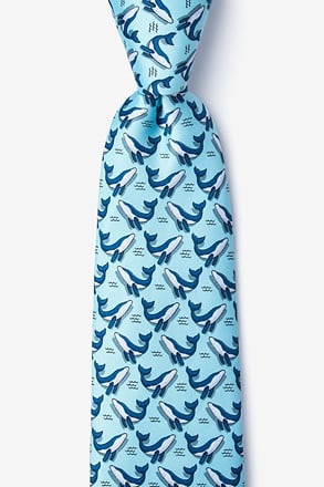 _Blue Whales Light Blue Extra Long Tie_