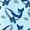 Light Blue Microfiber Blue Whales Skinny Tie