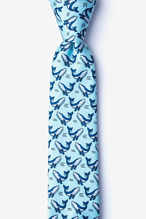 Blue Whales Light Blue Skinny Tie