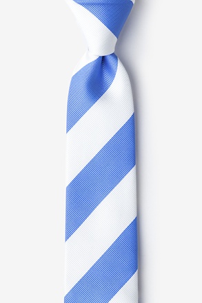 _Carolina Blue & White Stripe Light Blue Skinny Tie_