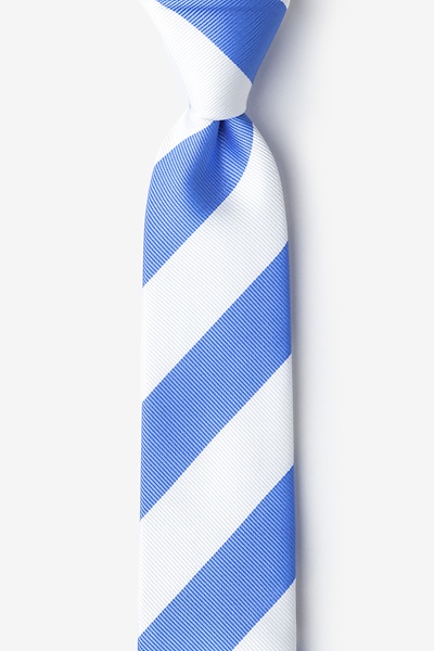 Microfiber Carolina Blue & White Stripe Skinny Tie | Ties.com