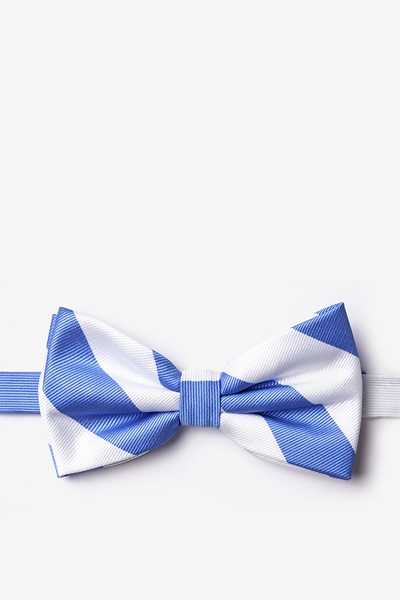 Light Blue Microfiber Carolina Blue & White Stripe Pre-Tied Bow Tie