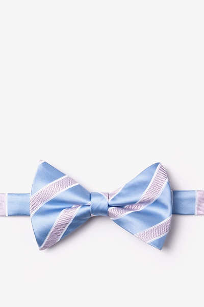 Light Blue Microfiber Jefferson Stripe Pre-Tied Bow Tie