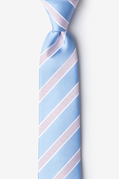 Light Blue Microfiber Jefferson Stripe Skinny Tie