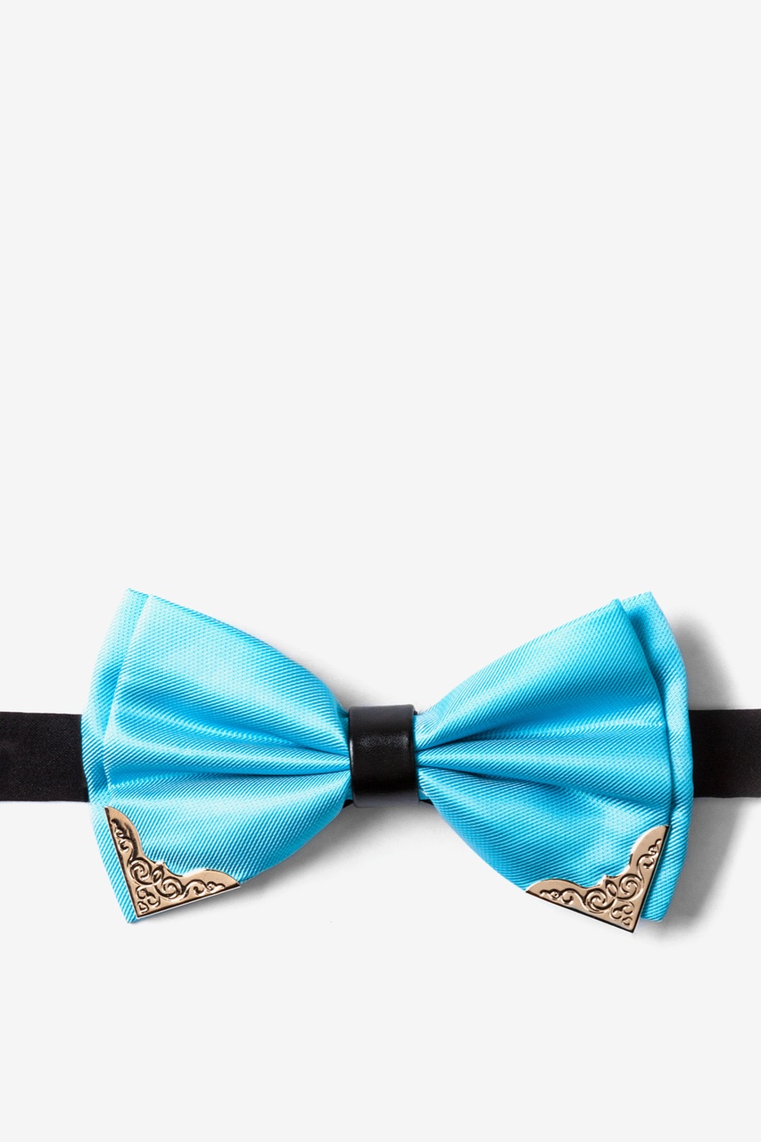 Metal-Tipped Light Blue Pre-Tied Bow Tie Photo (0)