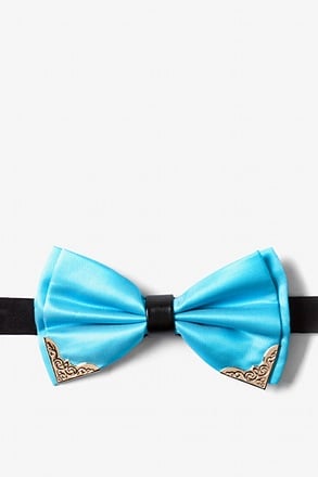 Metal-Tipped Light Blue Pre-Tied Bow Tie