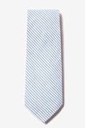 Seersucker Stripe Light Blue Extra Long Tie Photo (0)