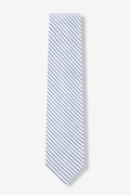 Seersucker Stripe Light Blue Skinny Tie Photo (0)