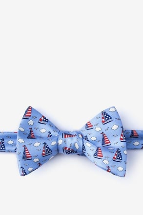 Starboard & Stripes Light Blue Self-Tie Bow Tie