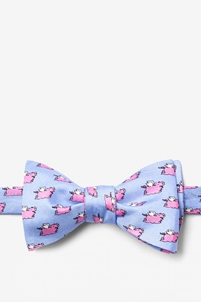 _When Pigs Fly Light Blue Self-Tie Bow Tie_