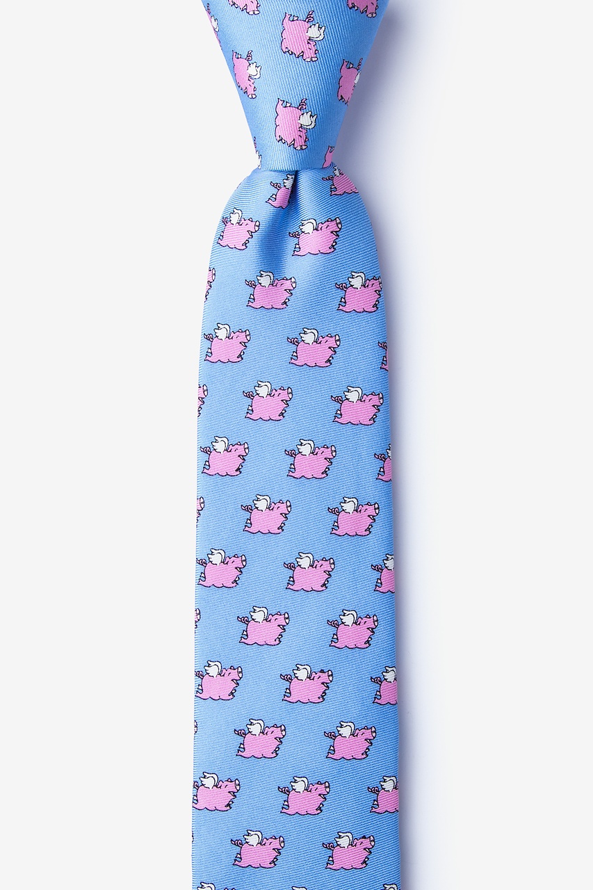 When Pigs Fly Light Blue Skinny Tie Photo (0)
