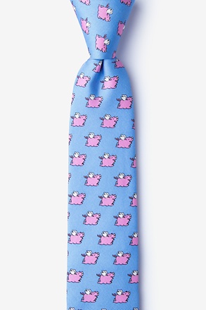 When Pigs Fly Light Blue Skinny Tie