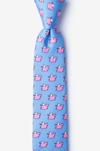 Light Blue Silk When Pigs Fly Skinny Tie