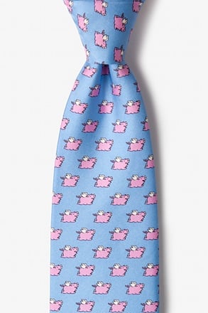 When Pigs Fly Light Blue Tie