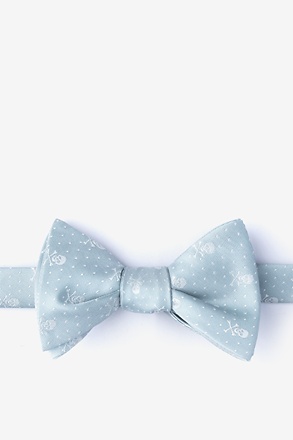 Skull and Polka Dot Light Gray Self-Tie Bow Tie