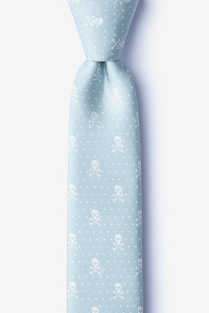 _Skull and Polka Dot Light Gray Skinny Tie_