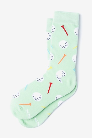 Golf Balls and Tees Light Green Women's Sock