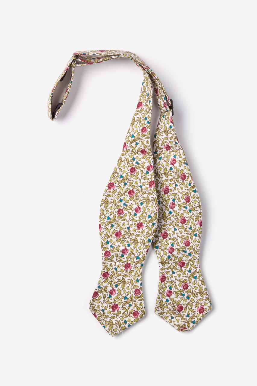 Light Green Cotton Henderson Floral Diamond Tip Bow Tie