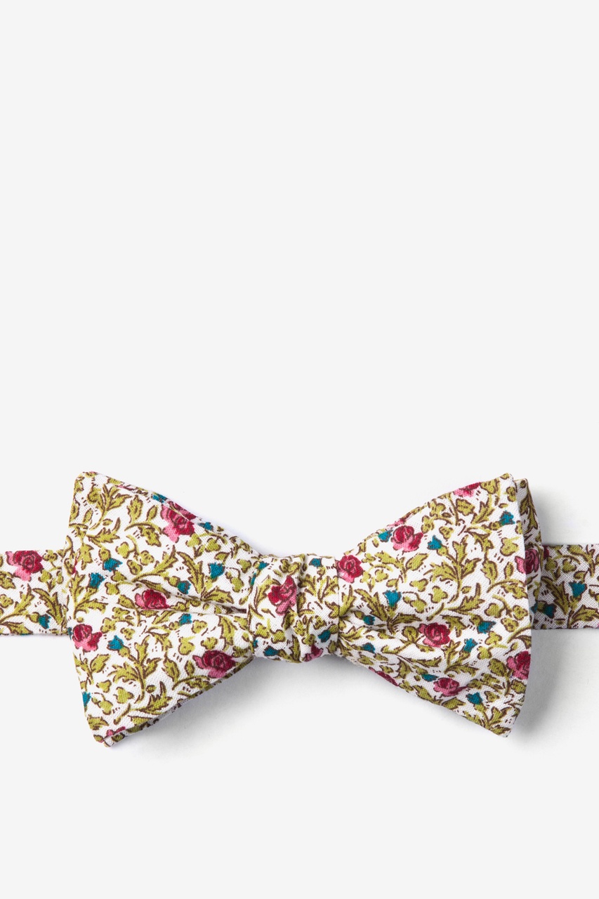 Light Green Cotton Henderson Floral SelfTie Bow Tie